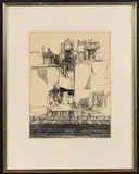 Ansicht mit Ornament by Peter Ackermann, 1966, pencil, sold Jun 2020