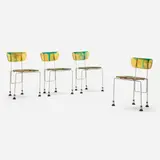 543 Broadway chairs, set of four by Gaetano Pesce, 1993, resin, chrome-plated steel, plastic, sold Jan 2023