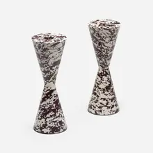 Swirl Cone candlesticks, pair by Tom Dixon, 2019, marble powder, pigment, resin, sold Jan 2023