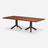 Dining table by Edward Wormley, c. 1967, walnut, mahogany, sold Jan 2023