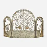 Fireplace screen by Sergio Bustamante, c. 1975, patinated and welded steel with repoussé and brass, sold Jan 2023