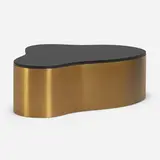 Freeform coffee table by Karl Springer, c. 1975, brass, painted glass, sold Jan 2023