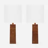 Table lamps, pair by Gordon and Jane Martz, c. 1965, laminated walnut, sold Jan 2023