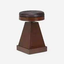 Stool by Modernist, c. 1945, mahogany, leather, sold Jan 2023
