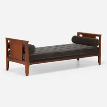 Daybed, model 5716 by Edward Wormley, 1957, walnut, velveteen upholstery, sold Jan 2023