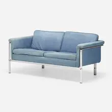 Sofa, model 6912 by Horst Brüning, 1967, chrome-plated steel, denim, sold Jan 2023