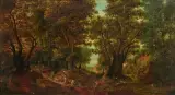 Nachfolger Wanderer in Waldlandschaft by Gillis van Conixloo II, oil on panel, sold Dec 2025