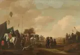 zugeschrieben Militärlager by Jan Jacobsz. van der Stoffe, oil on panel, sold Dec 2025