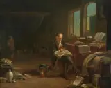 Gelehrter in seiner Studierstube by Justus Juncker, oil on panel, offered Dec 2025