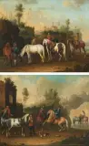 Gegenstücke: Reiter bei der Rast by Christian Friedrich Hosenfelder, oil on canvas, offered Dec 2025