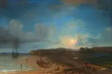 Küstenlandschaft im Mondschein by Jean Antoine Théodore Gudin, 1841, oil on canvas, sold Dec 2025