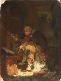 Geiger in seiner nächtlichen Stube by Alexei Harlamoff, oil on canvas, offered Dec 2025