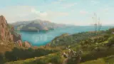 Blick auf die Halbinsel von Sorrent von Capri aus by Charles Jones Way, oil on canvas, sold Dec 2025