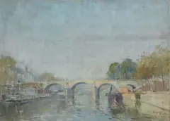 Pont Marie, Paris by Paul Mathieu, 1915, oil on panel, sold Dec 2025