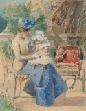 Maternité by Alcide Théophile Robaudi, watercolor, sold Dec 2025