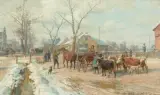 Viehmakrt im Winter by Karl Stuhlmüller, oil on canvas, sold Dec 2025