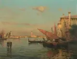 Venedig mit Blick auf San Marco vom Canale di San Giorgio Maggiore aus by Antoine Bouvard, oil on canvas, sold Dec 2025