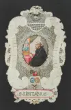 Süddeutsch, 18.Jh by Spitzenbild "Hl. Fintan von Rheinau" mit Abtwappen, gouache, sold Nov 2025