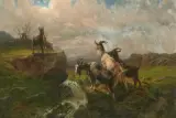 Ziegenherde am Bergbach by Rudolf Koller, oil on canvas, sold Nov 2025