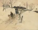 Schneetreiben im Entlebuch by Hans Bachmann, 1902, oil on canvas, sold Nov 2025