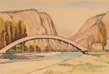 Le Pont de Chippis by Edmond Bille, 1925, watercolor, offered Nov 2025