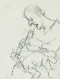 Antonia mit Fabian by Varlin, 1976, pencil, sold Nov 2025