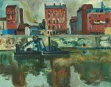 Bateaux de chantier sur la Seine à Paris by Carl Walter Liner, 1948, oil on canvas, offered Nov 2025
