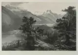Ansicht von St. Moritz mit St. Moritzersee und Lej da Champfèr by Kaspar Ulrich Huber, etching, sold Dec 2025