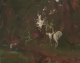 Waldstück mit Reitern by Rudolf Koller, 1877, oil on panel, sold Dec 2025