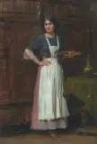 Hausangestellte by Frédéric Dufaux, oil on canvas, sold Dec 2025