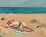 Das Sonnenbad by Paul Basilius Barth, oil on canvas, sold Dec 2025