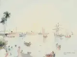 Cochim-Harbour-Kerala by Robert Käppeli, 1961, watercolor, offered Dec 2025