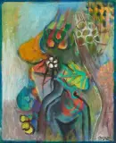 Anthropomorphe Formen by Serge Brignoni, 1986, oil on canvas, sold Dec 2025