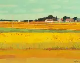 Weizenfelder in südlicher Landschaft by Roger Kathy, oil on canvas, sold Dec 2025