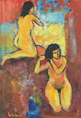 Deux nus, posant by Carl Walter Liner, 1950, oil, sold Dec 2025