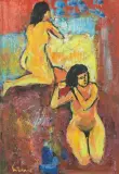Deux nus, posant by Carl Walter Liner, 1950, oil, sold Dec 2025