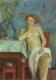 Sitzender Frauenakt am Tisch by Ernst Morgenthaler, oil on canvas, sold Dec 2025