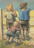 Neugierige Spitzbuben by Karl Schenk, oil on board, offered Dec 2025