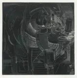 Nashorn by Bernhard Luginbühl, 1960, woodcut, offered Dec 2025