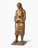 Frau mit Kopftuch und Lämmlein by Frédéric Schmied, bronze, sold Dec 2025