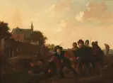 Umkreis Der Blindensturz by Pieter de Bloot, oil on panel, sold Sep 2025