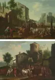 Gegenstücke: Märkte in italianisierender Landschaft by Joseph Stephan, 1763, oil on canvas, offered Sep 2025