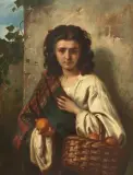 Die Orangenverkäuferin by Carl Adolf Gugel, oil on panel, sold Sep 2025