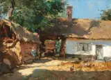 Bauernhof by Julien Gustave Gagliardini, oil on panel, sold Sep 2025