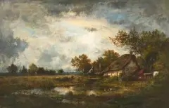 Gewitterstimmung by Léon Richet, 1872, oil on panel, sold Sep 2025