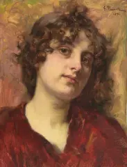 Bildnis eines Mädchens mit lockigem Haar by Georg Papperitz, 1896, oil on panel, sold Sep 2025