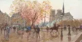 eigentlich Séverin Louis Stein (Paris 1864–1917 Genf) Die Kathedrale Notre-Dame de Paris von der Place Jacques-Duhamel aus gesehen by Georges Stein, oil on canvas, sold Sep 2025
