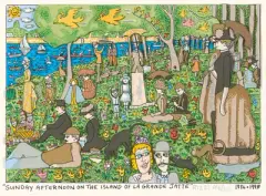 Sunday Afternoon on the Island of La Grande Jatte by James Rizzi, color lithograph, sold Sep 2025