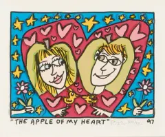 Apple of my Heart by James Rizzi, 1997, color lithograph, sold Sep 2025