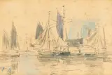 Segelschiffe by Eugène Boudin, watercolor, sold Sep 2025